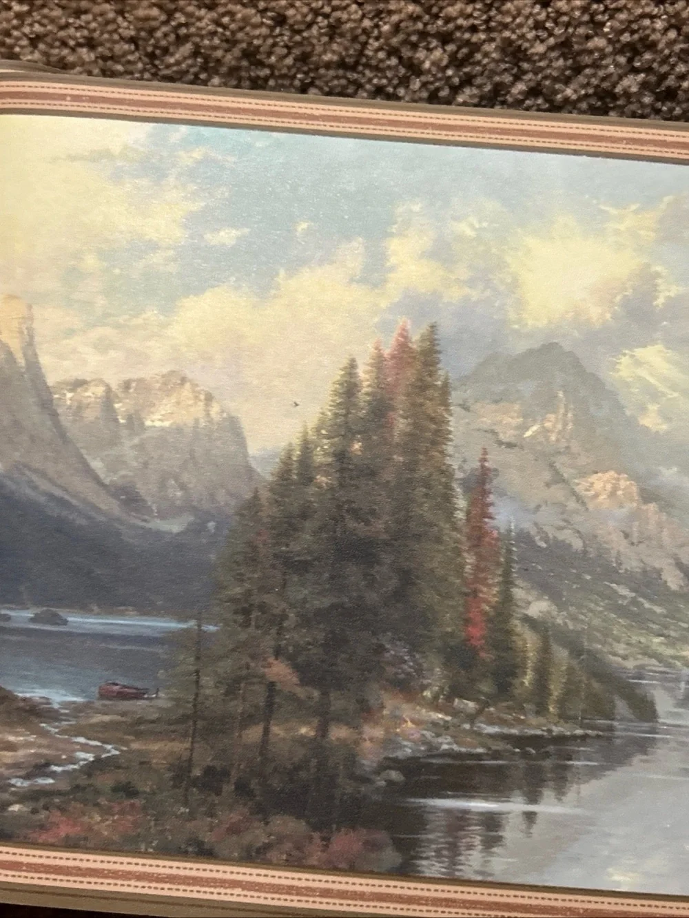 Thomas Kinkade “Painter Of Light” Wallpaper Border Cabin Water Mountains Trees